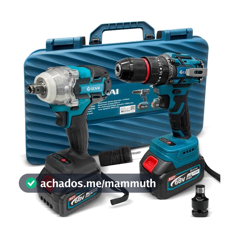 Kit Chave de Fenda Brushless Chave de Impacto + Furadeira de Impacto 68V
