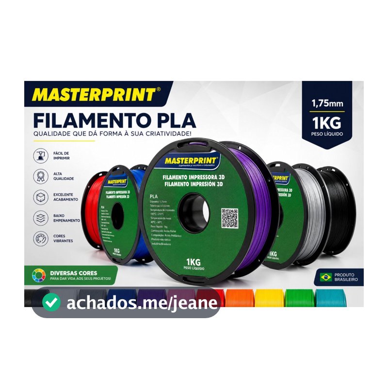 Filamento PLA Masterprint 1,75mm 1KG Diversas Cores Impressora 3D Alta Qualidade