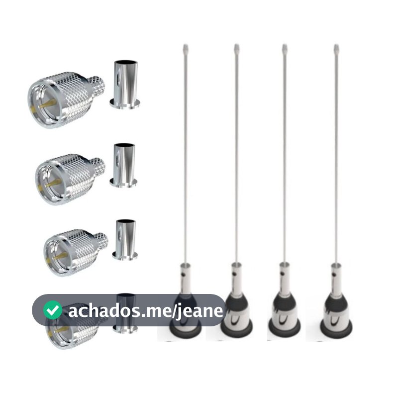 Kit 4 Antena 1/4 Vhf sl Base Vareta SLMV-3V 4 de Conctor Brinde
