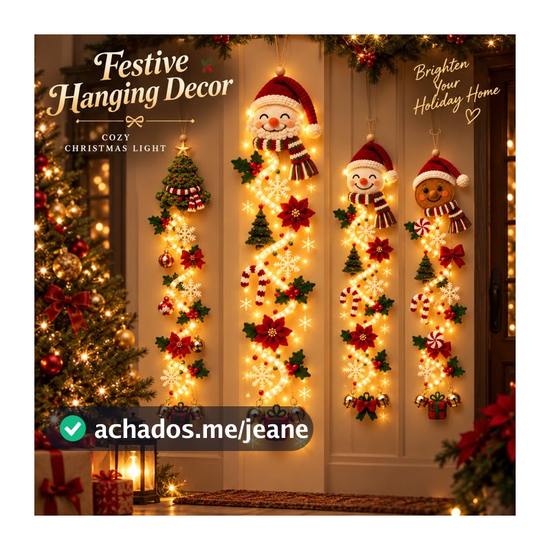 Cabide De Porta De Natal LED Iluminado Guirlanda Pendurado Ornamento Decoração De Casa De Férias Luzes Quentes