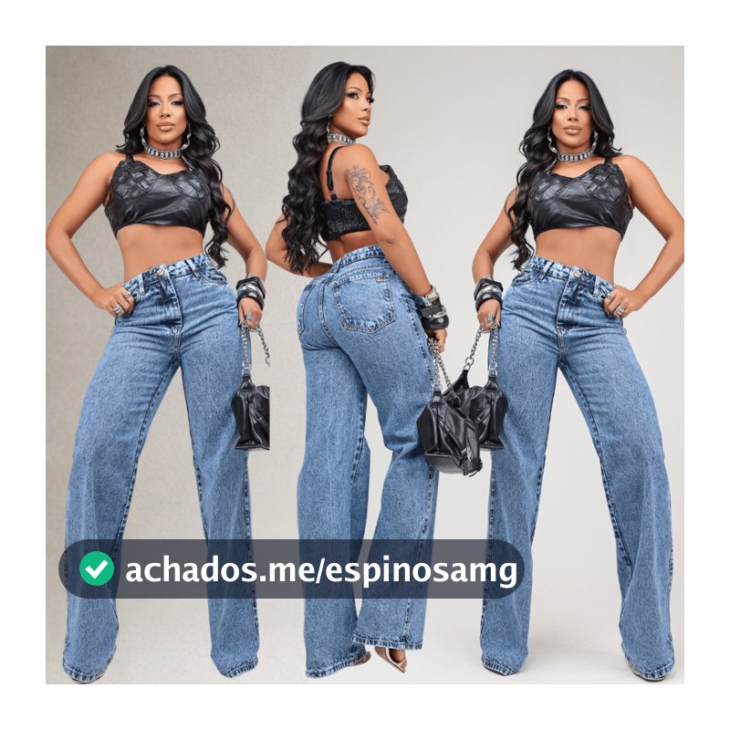 Calça Wid Leg Jeans Feminina Cintura Alta 100% Algodão Premium