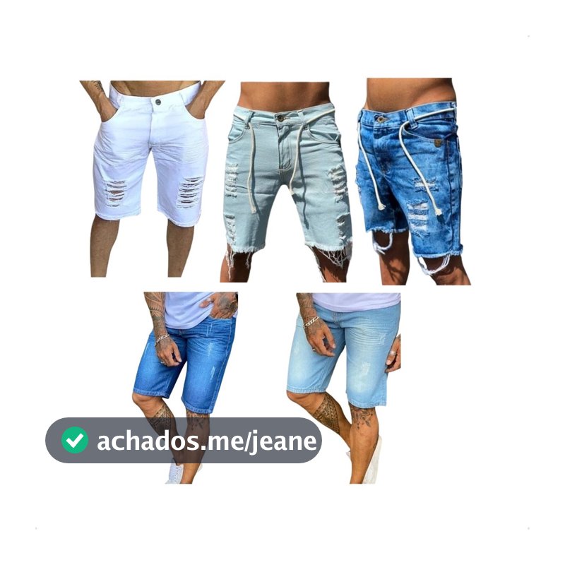 Kit 5 Bermudas Masculina De Alfaiataria E Jeans Destroyed De Alta Qualidade Linha Premium