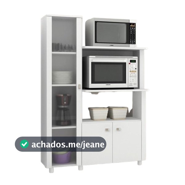Balcão Organizador Para Forno E Microondas 3 Portas Branco