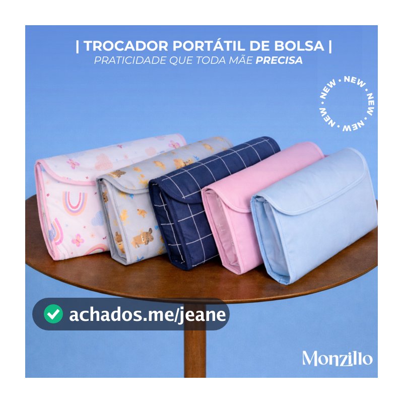 TROCADOR DE BOLSA | TROCADOR PORTÁTIL | ACOLCHOADO |DOBRÁVEL |COM BOLSO | ESTAMPAS E LISOS