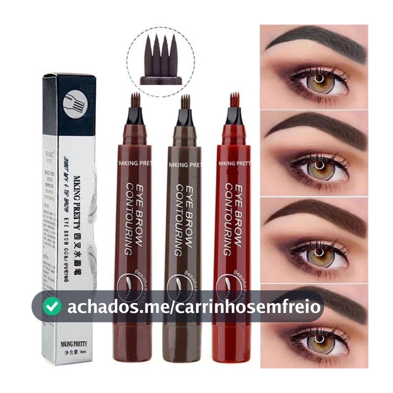 Lápis De Sobrancelha De 4 Pontos , Caneta Líquida De Tatuagem De Maquiagem À Prova D'água , Delineador Cosmético
