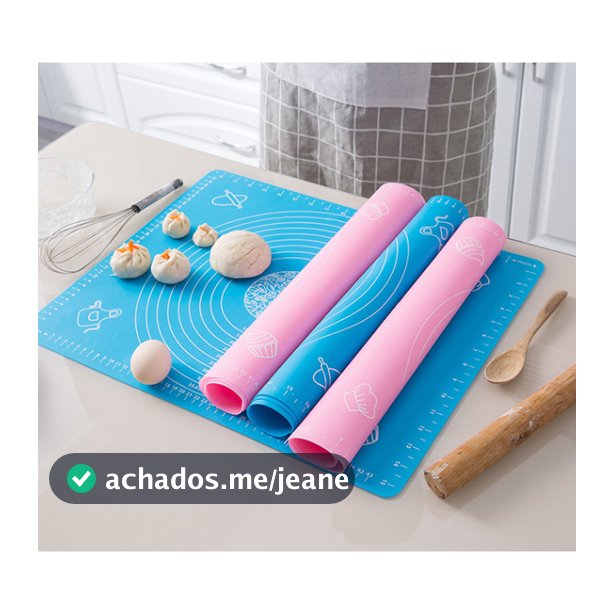 Tapete Culinário de Silicone para Abrir Massa sovar pães confeitaria Antiaderente COR AZUL VERDE ROSA