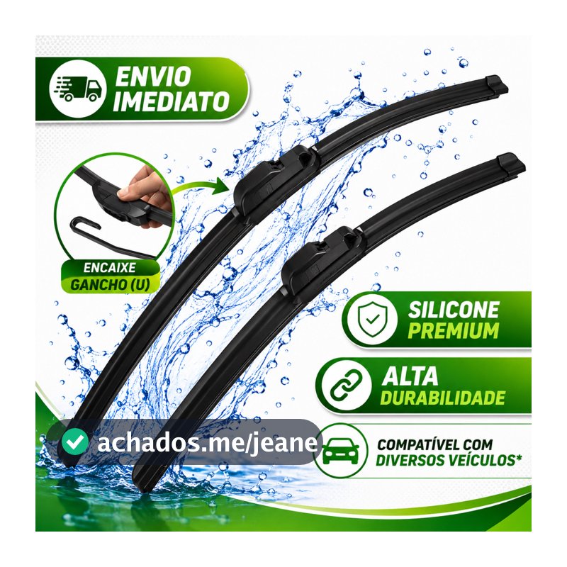 Par Palhetas Limpador de Parabrisa Silicone Universal Alta Durabilidade Paleta Para-brisa Todos Carros Encaixe Gancho