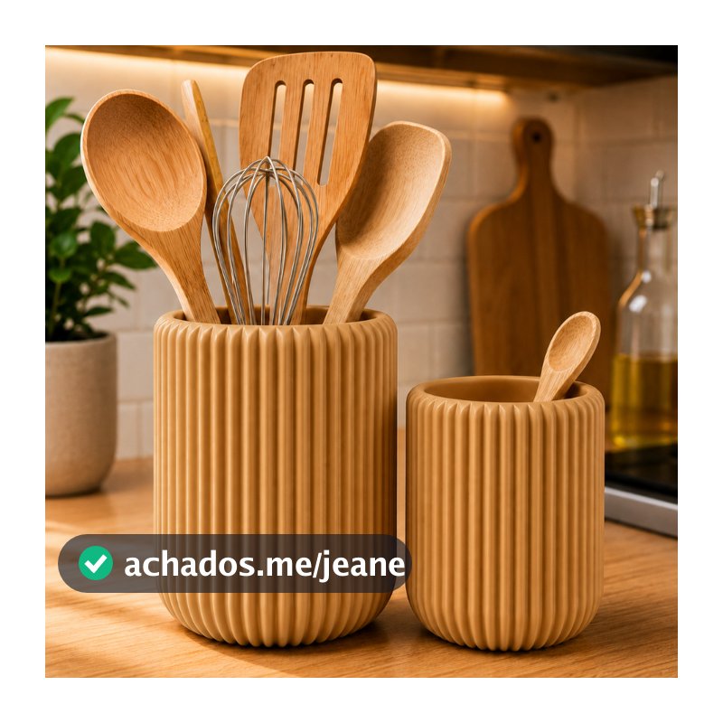 Organizador de Cozinha Porta Utensílios Canelado Pote Bancada Pia Talheres Banheiro Escritório