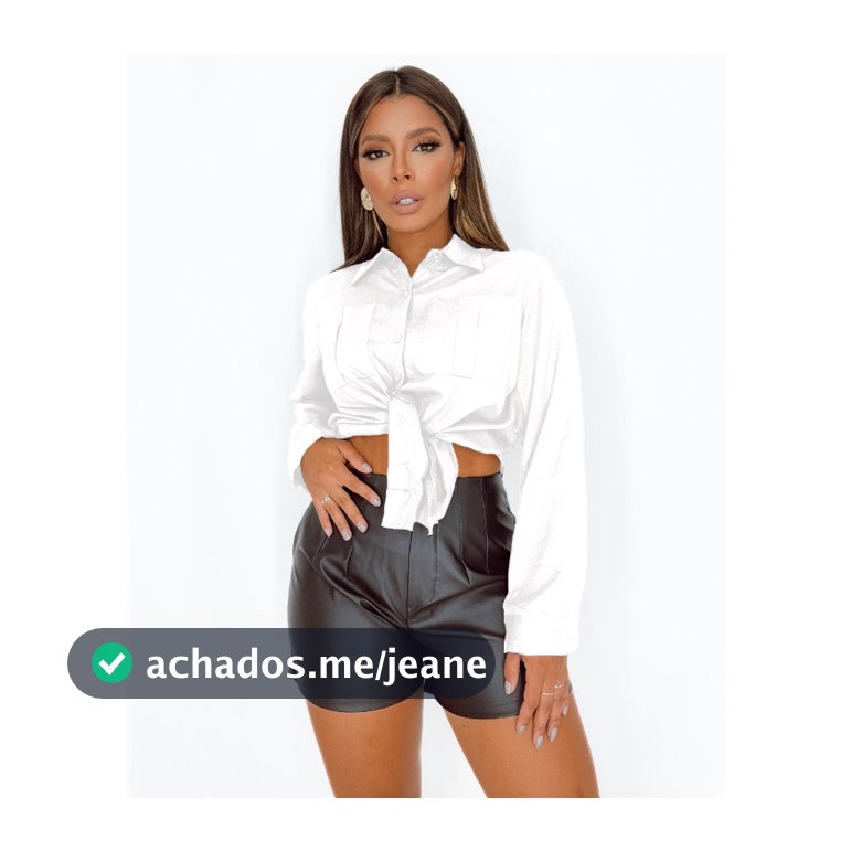 Conjunto Camisa Social Bolso Short Couro Zara Elegante