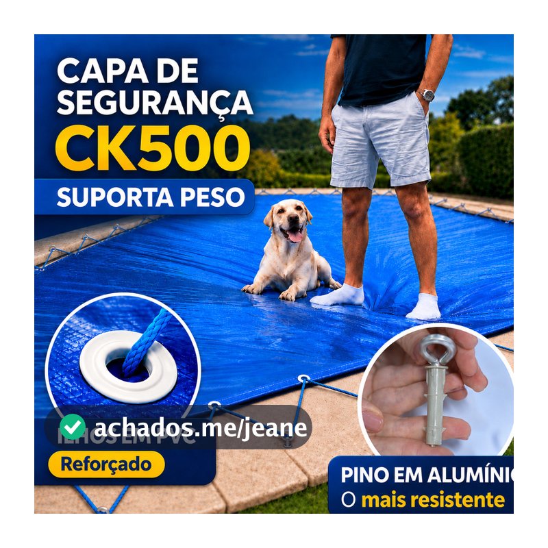 Capa de Segurança para Piscina 5,5x3 CK500 500 Micras em PVC Suporta 300 kg + Kit de Instalação