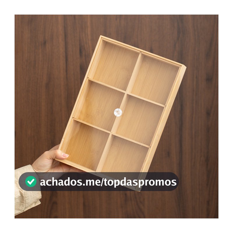 Organizadora Porta Chá Cápsulas Bandeja de Bambu Com Tampa Cristal Multiuso Divisórias Café Chás Mesa