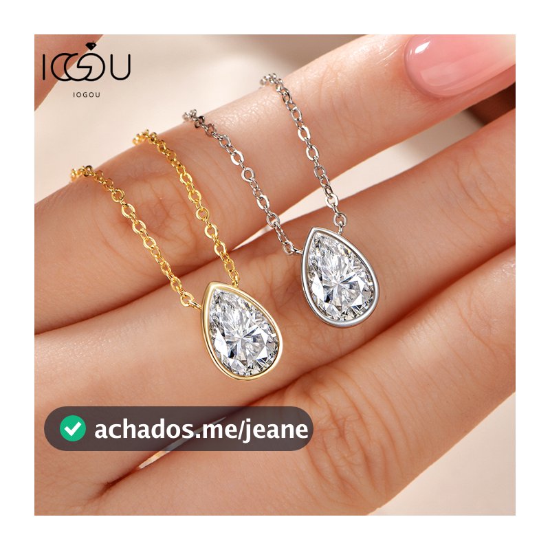 Colar Com Pingente De Moissanite Corte De Pêra 2.5 Quilates Certificado IOGOU GRA Para Mulheres Solitaire 3 Pinos D Cor