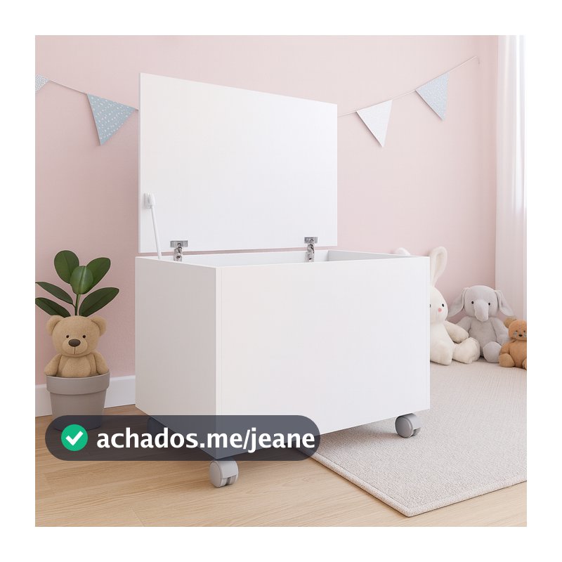 Baú Kids Caixa De Brinquedos Organizadora Com Tampa E Rodas Branco