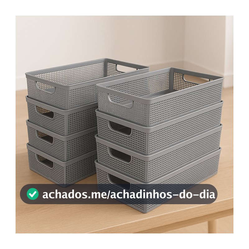 Kit Cestos Organizadores Multiuso Empilhável 2 Litros Armário Gaveta Lavanderia