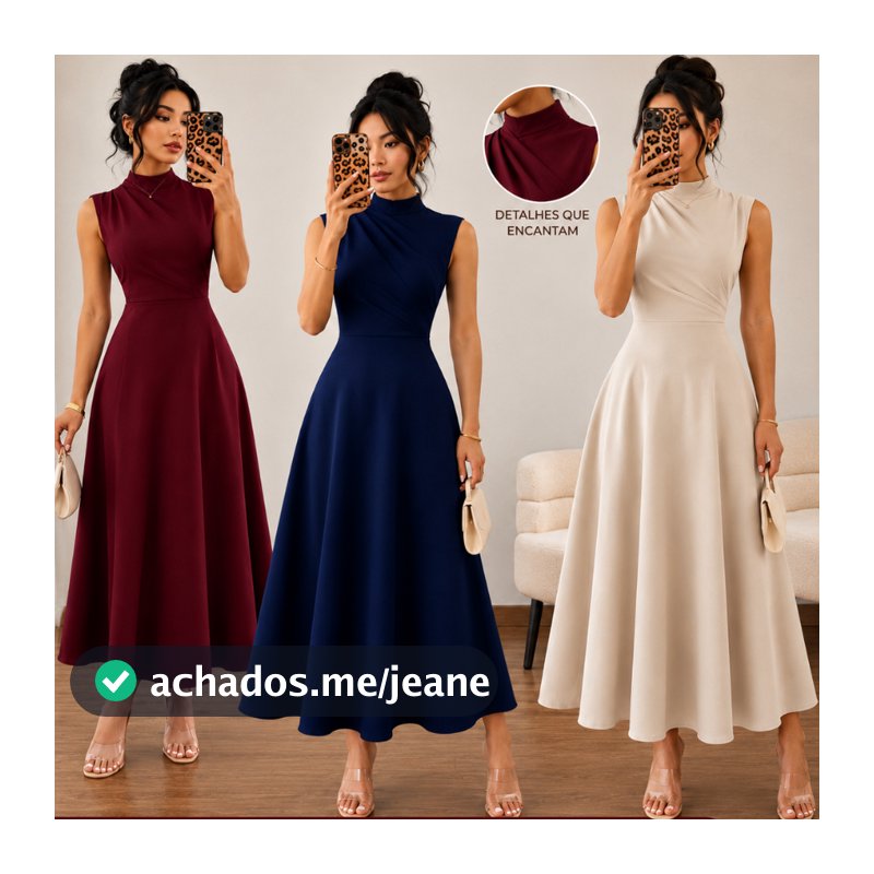 Vestido Evangélico Feminino Midi em Alfaiataria Elegante Gola Alta Moda Social Cristã, modesto, social