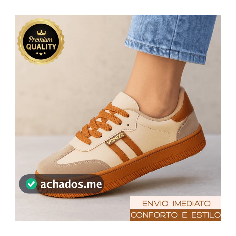 Tênis Feminino VONIZZ Confortável e Casual para Todos os Estilos Sapato Couro Casual Macio Baixo Retrô Bonito