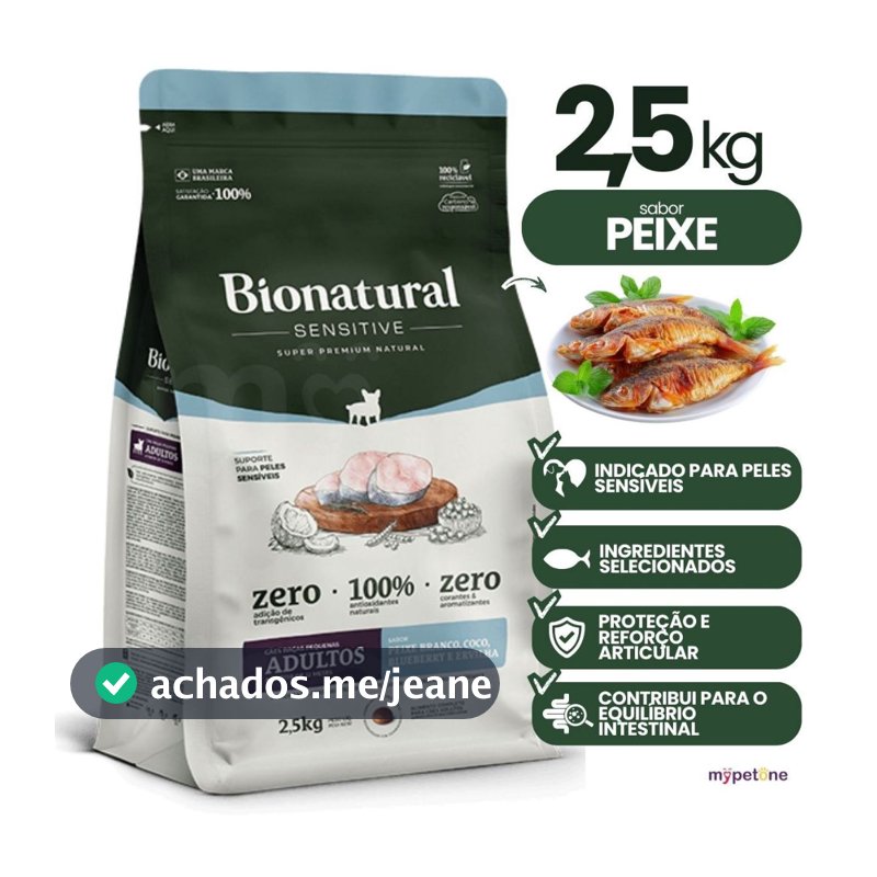 Ração Bionatural Sensitive Peixe Cães Pequenos 2,5kg
