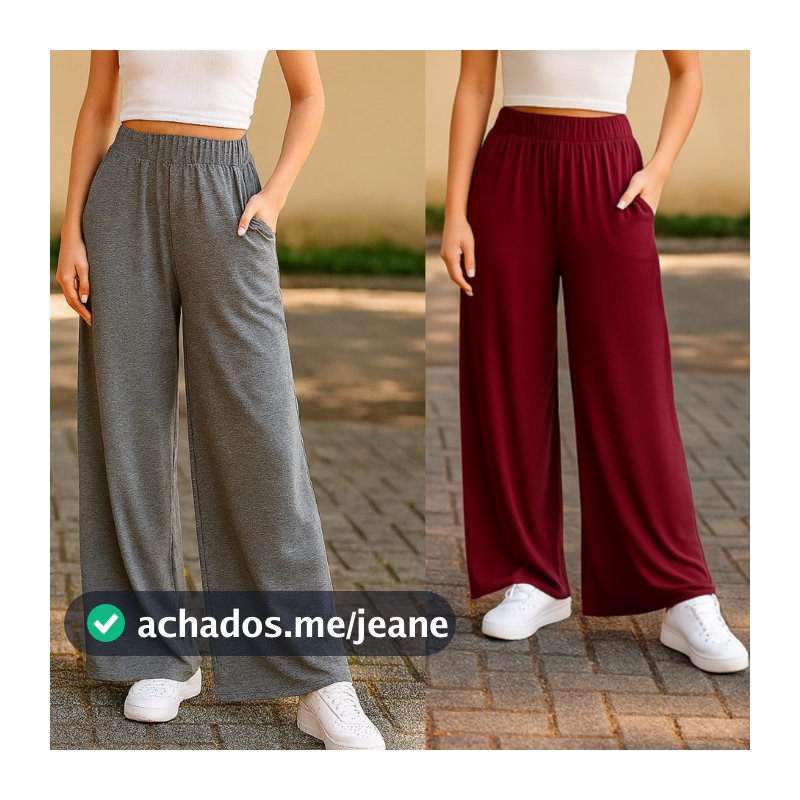 Kit com 2 Calça Pantalona Estilosa com Bolsos Grandes Calça Feminina Estilo de Alfaiataria no tecido Viscolycra