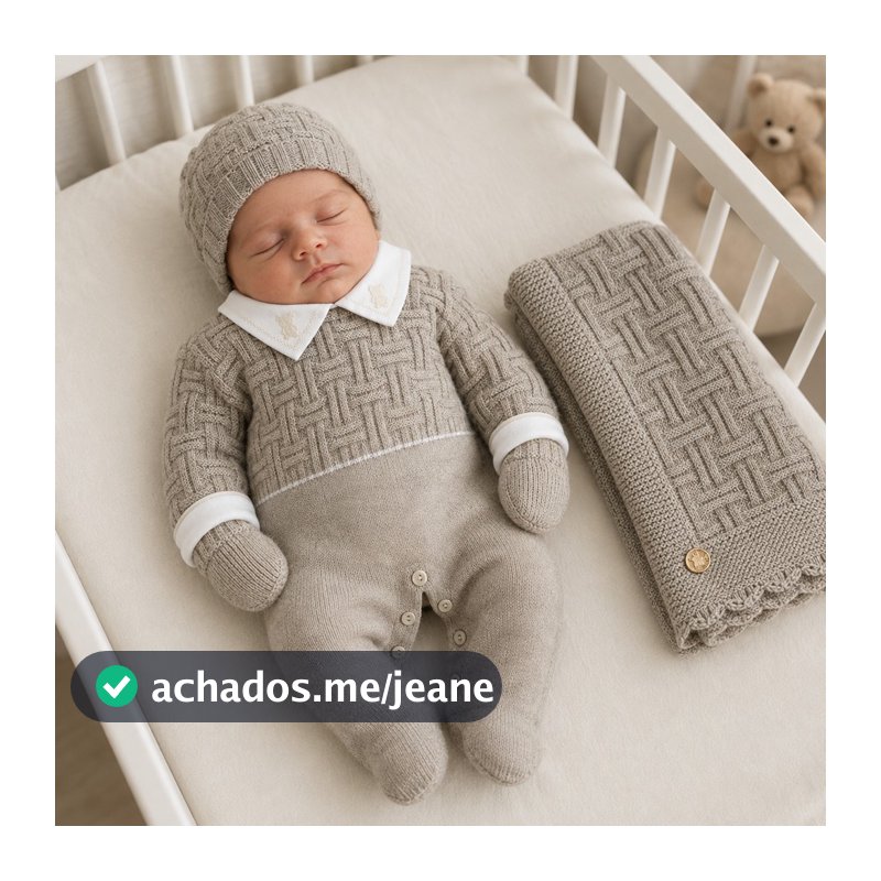 Kit Saida de Maternidade Completo 5 peças Tricot Trabalhado Super Macio Luva Gorro Manta Presente Chá de Bebê