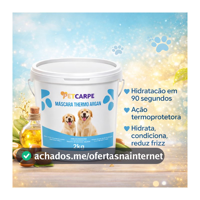 Máscara de Hidratação de pelos  Pet Carpe com Óleo de Argan para Cães e Gatos Banho e Tosa Balde 2 kilos