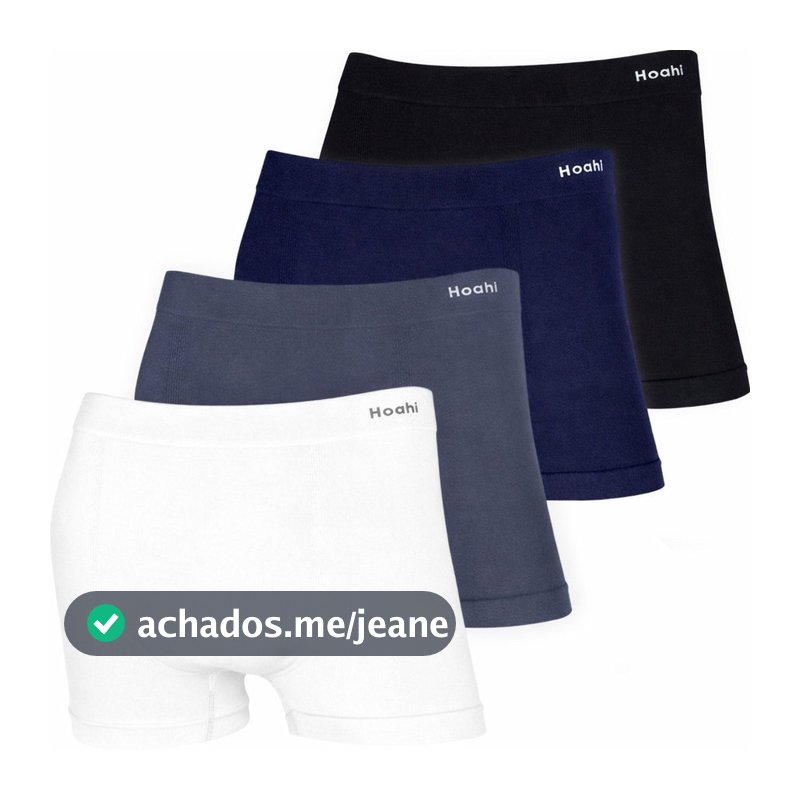 Kit 4 Cuecas Boxer Hoahi Algodão Sem Costura Box Respirável Modelagem Anatômica Masculina Cotton
