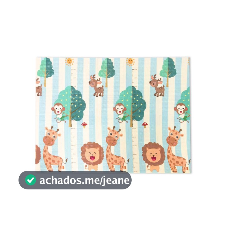 Tapete Infantil Dobrável XPE Bosque Animado Dupla Face com Bag 180x200cm Ibimboo