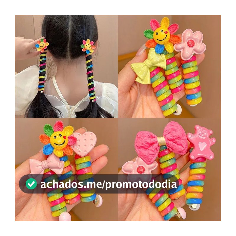 1 PC Nova Cor Do Arco-Íris Bonito Alta Elástica Espiral Corda De Cabelo Cabeça Rabo De Cavalo Anel Faixa De Borracha C