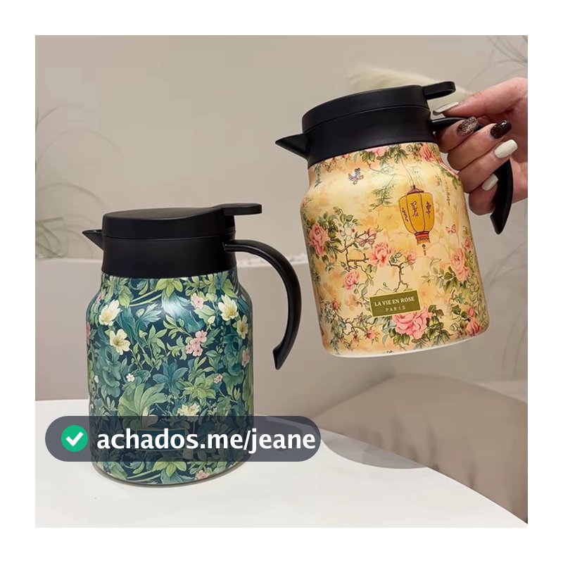 Chaleira De Chá Floral De 1000ml , Jarra Isolada De Aço Inoxidável Vintage Com Infusor , Bule Estufado , Da Tarde