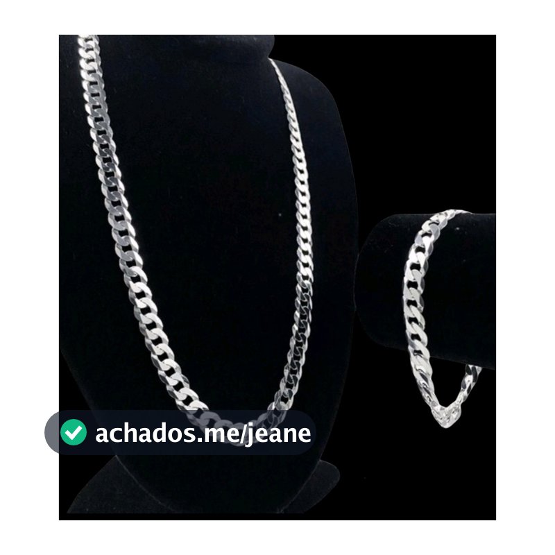 Kit Corrente + Pulseira Grossa Banhada a prata 925 RN05
