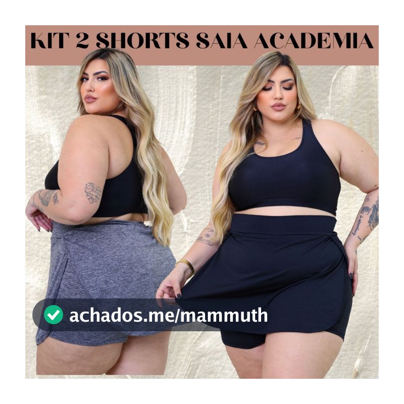Kit 2 Short Saia Academia Plus Size Tamanho Grande do 44 ao 56 Verão Esporte Tapa Bumbum Dry Fit