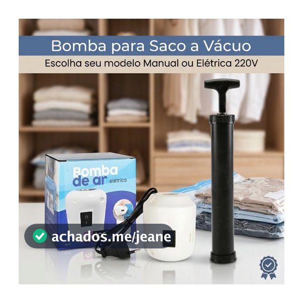Bomba Elétrica 220V ou Sucção Manual Para Saco A Vácuo Organizador