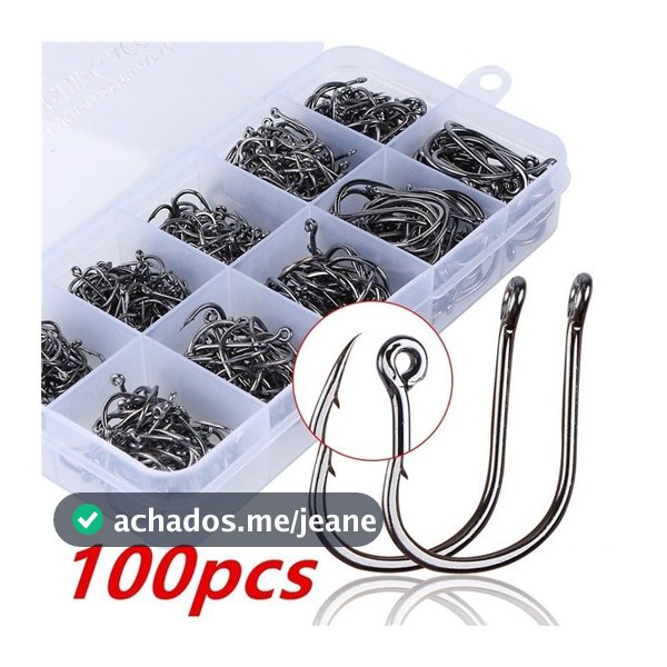 100 Pçs / Caixa Alta Qualidade De Aço Inoxidável Ganchos De Peixe Carpa Isca De Pesca Afiado Set 10 Tamanhos