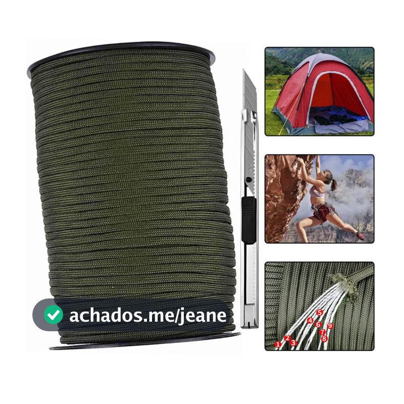 Corda Paracord 550lbs 4mm 9 Filamentos 100 Metros 250kg Parachute Corda Varal De Acampamento
