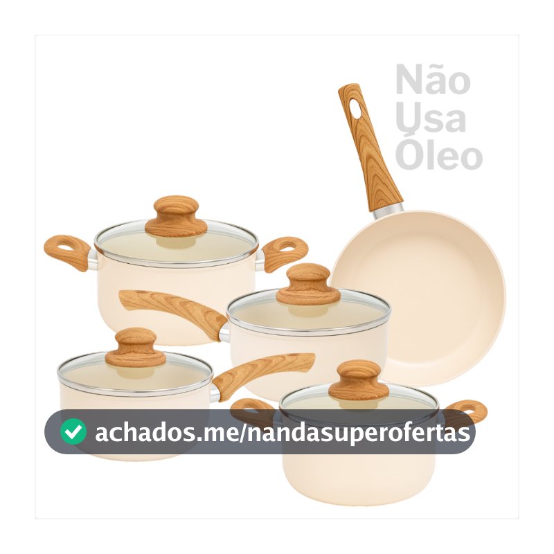Jogo Panelas 5 Pecas Antiaderente Inducao Com Tampa De Vidro Revestimento Ceramico