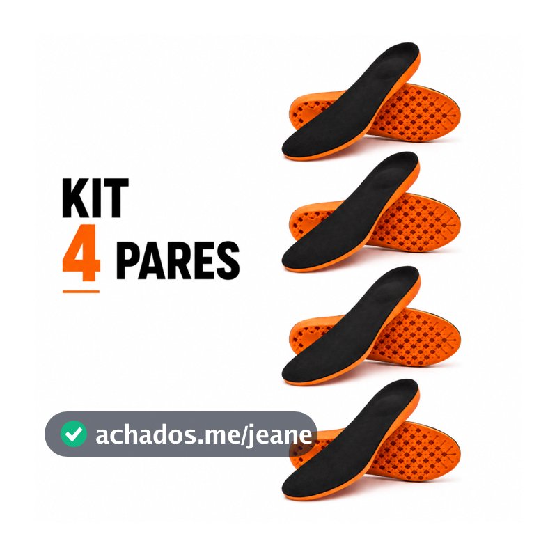 Kit 4 Pares de Palmilha Ortopédica Anti-impacto em Gel Para Tênis Bota Sapato Coturno Uso Diário Levíssimo