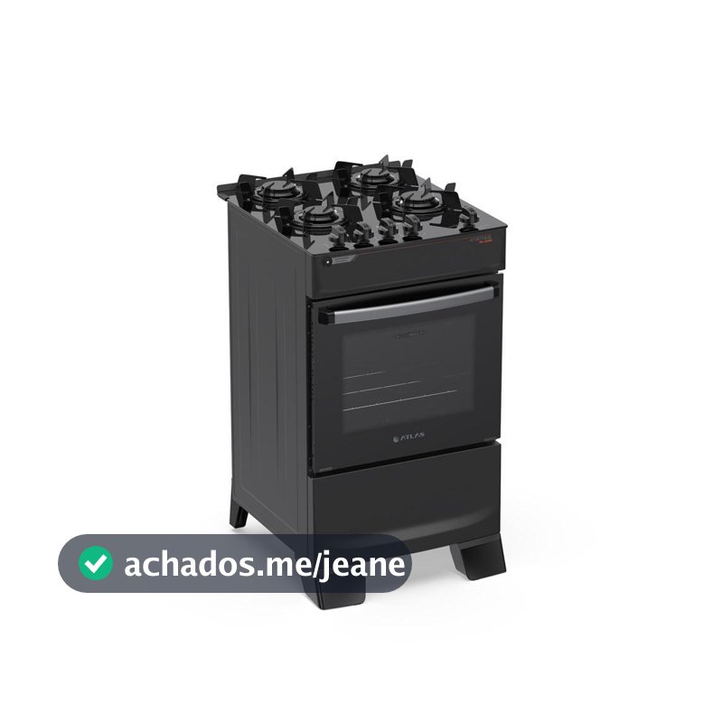 Fogão 4 Bocas Atlas Atenas Glass Mesa de Vidro Preto Bivolt