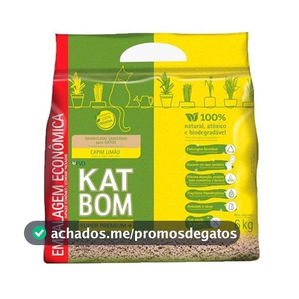 Granulado Sanitário Katbom Capim Limão Econômico para Gatos - 6kg