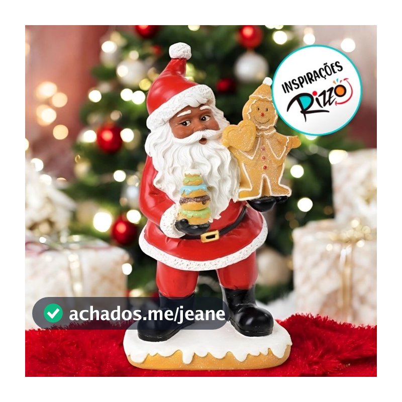 Enfeite De Natal Em Resina - Papai Noel Com Ginger - 22cm - 1 unidade - Cromus - Rizzo