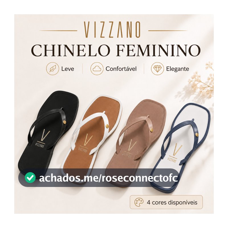 Chinelo Feminino Vizzano Elegante Confortável Leve Casual
