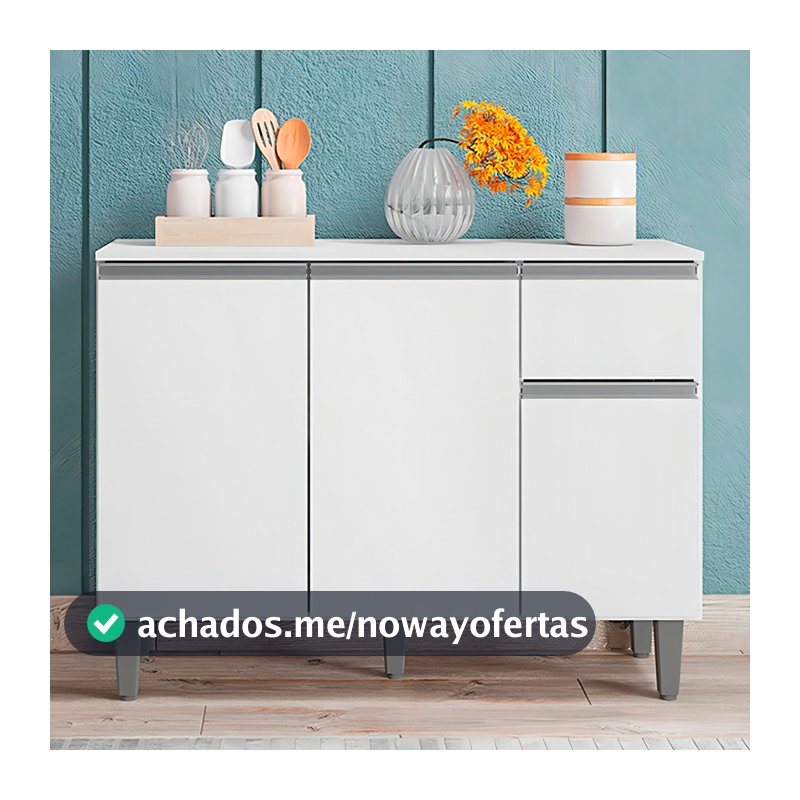 Balcão de Cozinha Gabinete Vanessa 105cm C/ Tampo Ajl Móveis