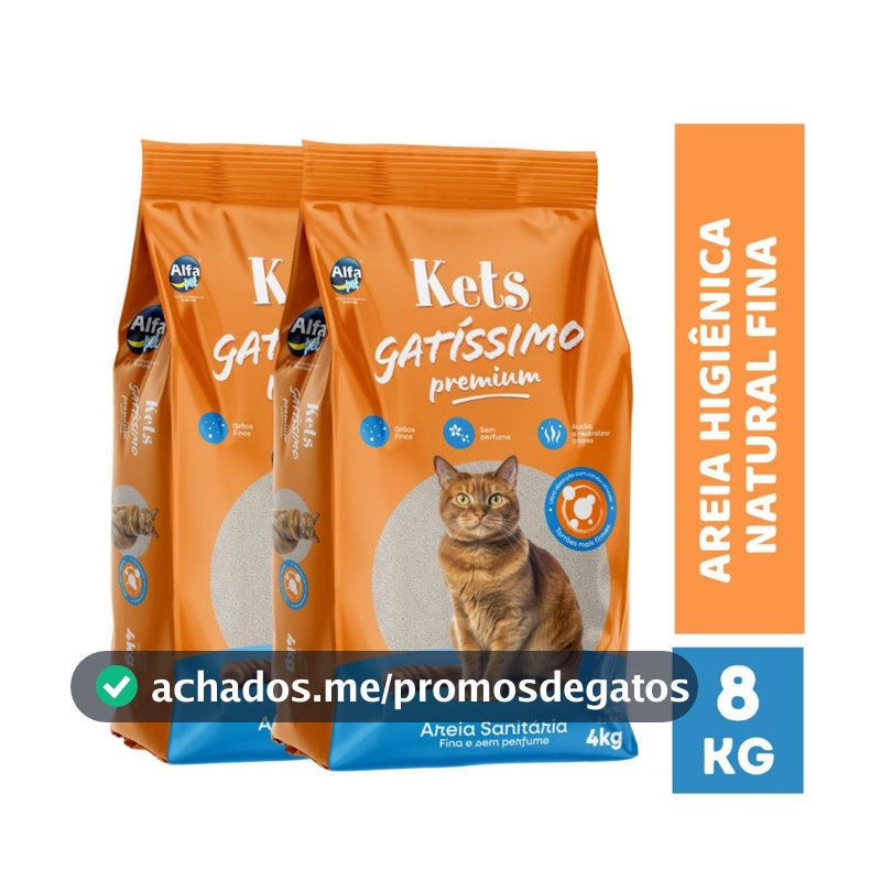 Areia Sanitária 8kg Biodegradável Forma Torroões Premium Kets Gatissimo  para Gatos