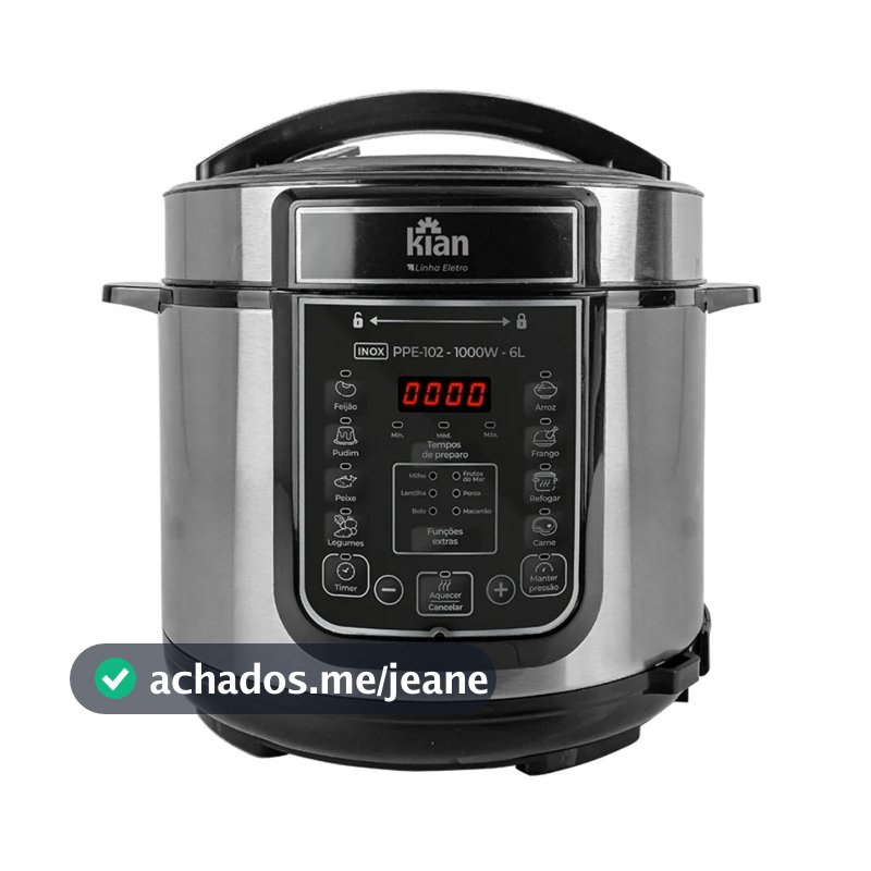 Panela de Pressão Elétrica PPE-102 – 6L Kian Controle de Temperatura Cuba Antiaderente Inox