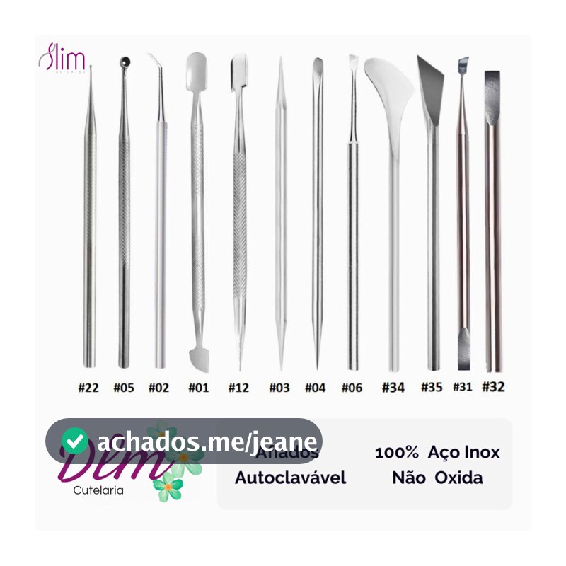 Kit Completo Com 12 Instrumentos  Slim Para Manicure