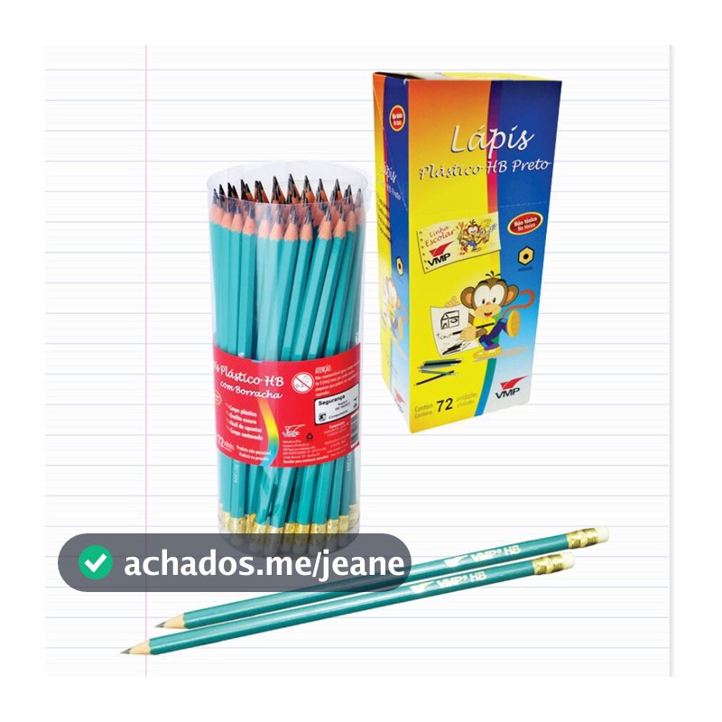 KIT 72 Lápis de Escrever HB N2 Preto com Borracha Lápis HB de Escrever VMP N2
