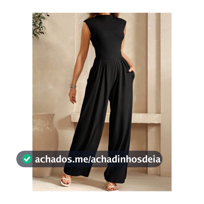 Macacão Feminino Longo Regata Pantalona Com Bolsos Social Luxo