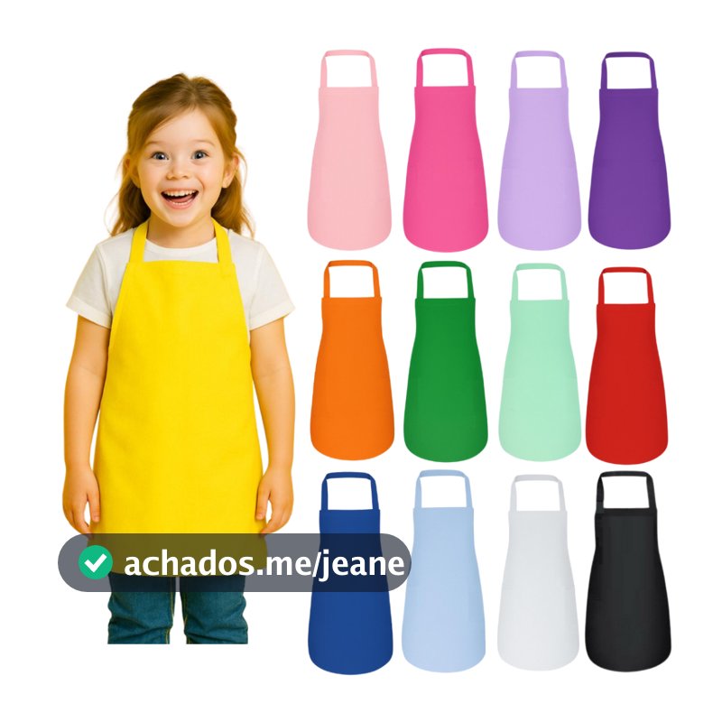 Avental Infantil Unisex Criança em Tecido Oxford Escolar Pintura Cozinha Culinária Aniversário Arte
