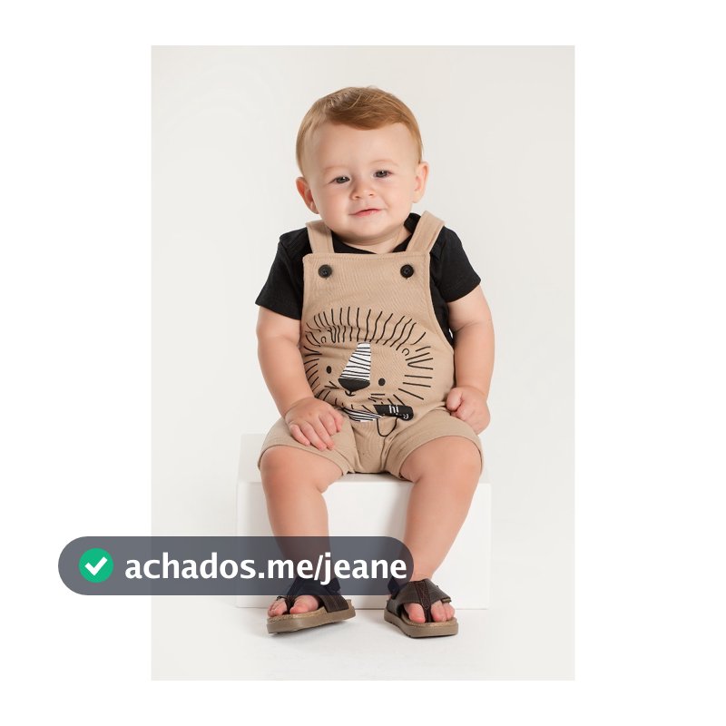 Conjunto Jardineira Bebê Menino Suedine Hi Baby