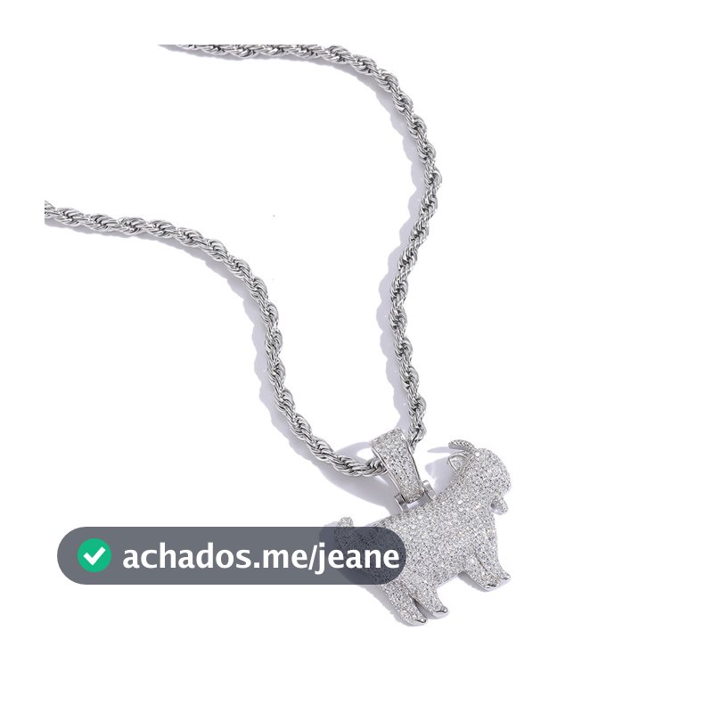 Colar cordão corrente baiano 3mm com pingente ice cravejado bode GOAT
