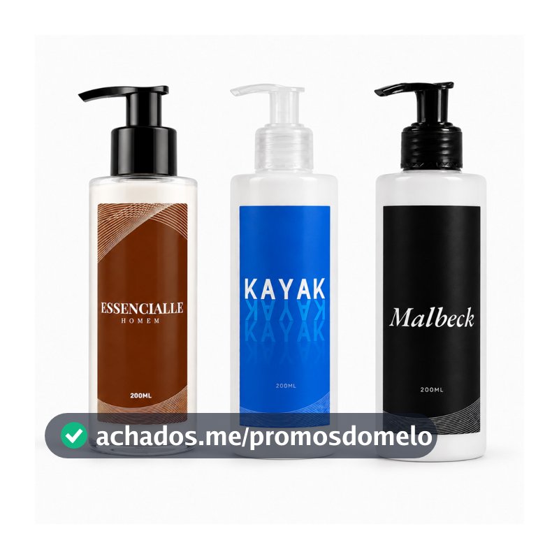 Kit 3 Cremes Hidratantes Masculinos Kayak + Essencialle + Malbeck 200ml | Hidratação Perfumada Amadeirada