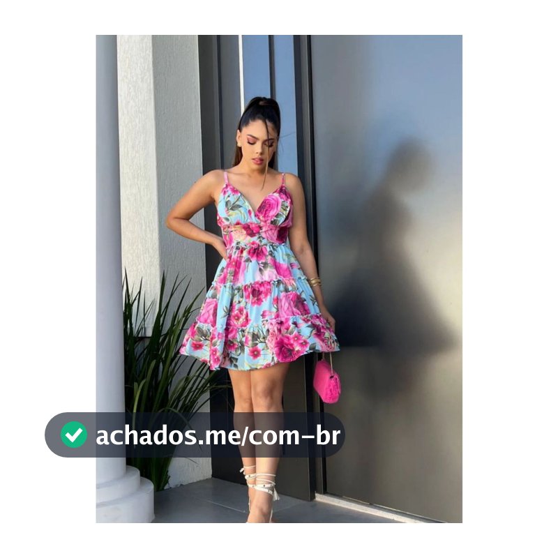Vestido Curto Floral Feminino Primavera Verão Casual Elegante Estampado